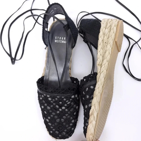 Stuart Weitzman Espadrilles Patterned Eyelet 7M - Picture 10 of 11